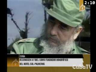 Reconocimiento a Fidel como fundador honorífico del hotel Sol Palmeras